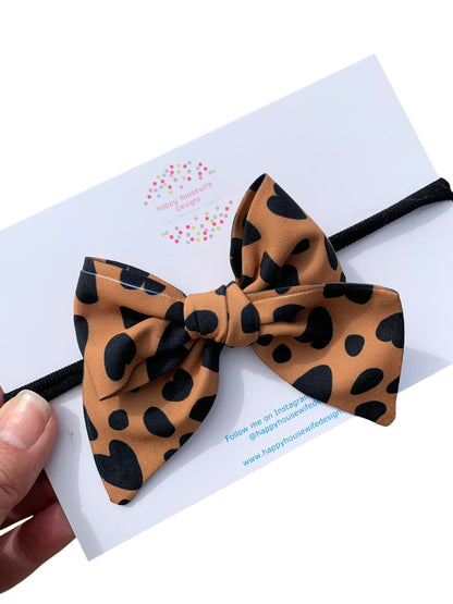 *Leopard Heart Hair Bows