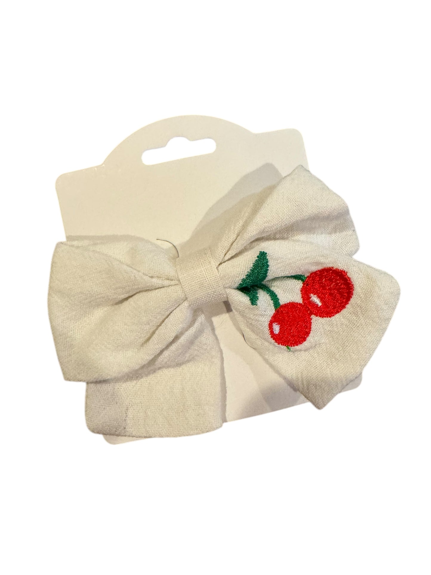 *Linen Cherry Hair Bow