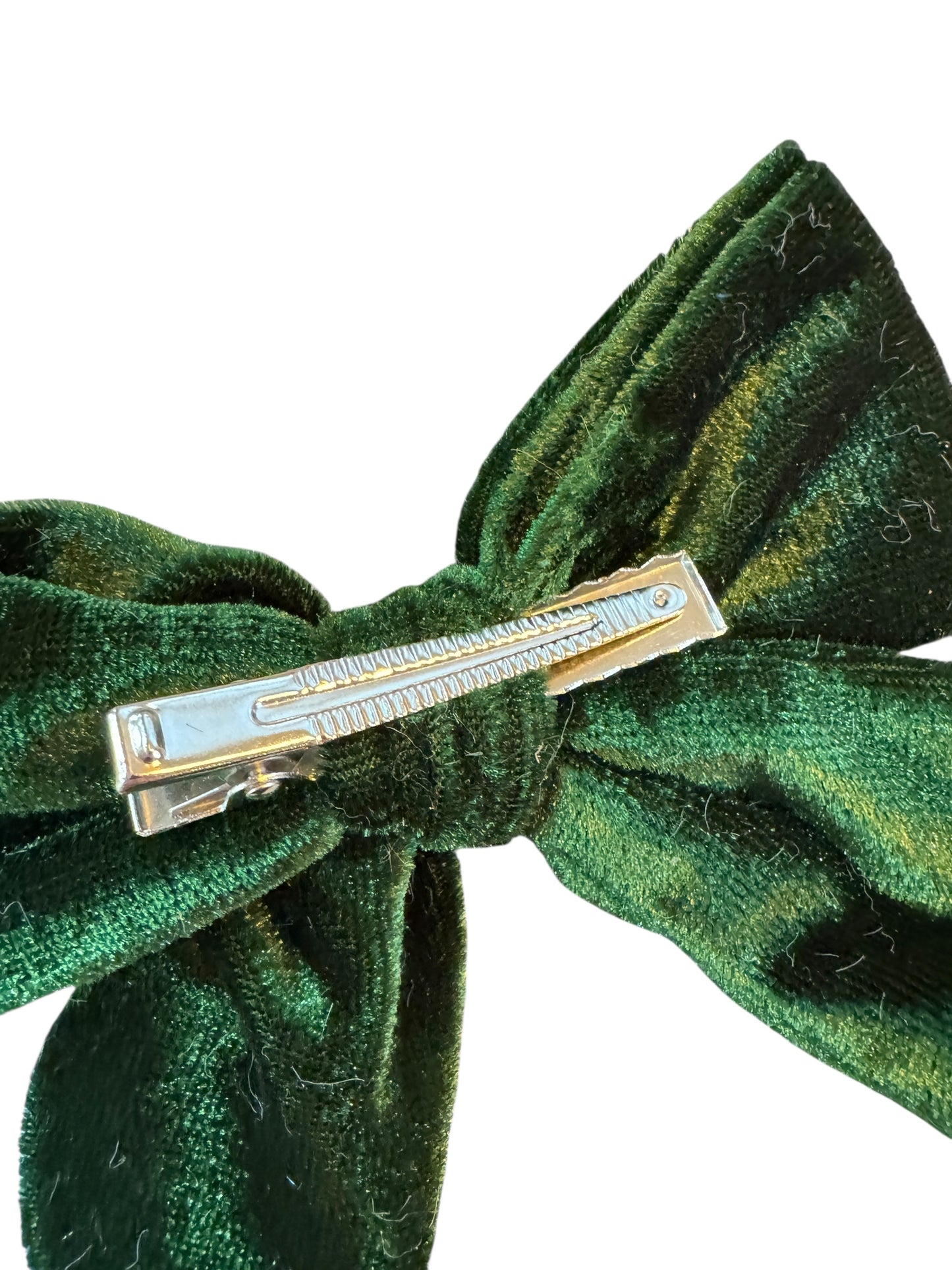 Green Velvet Santa Hair Bows with White Fur Trim - Christmas Hair Accessories