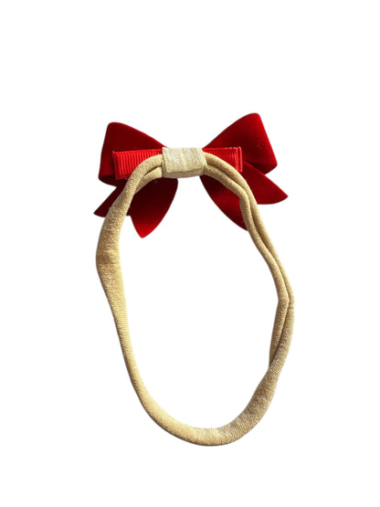 Mini Red Velvet and Gold Hair Bows - Christmas Holiday Hair Accessories