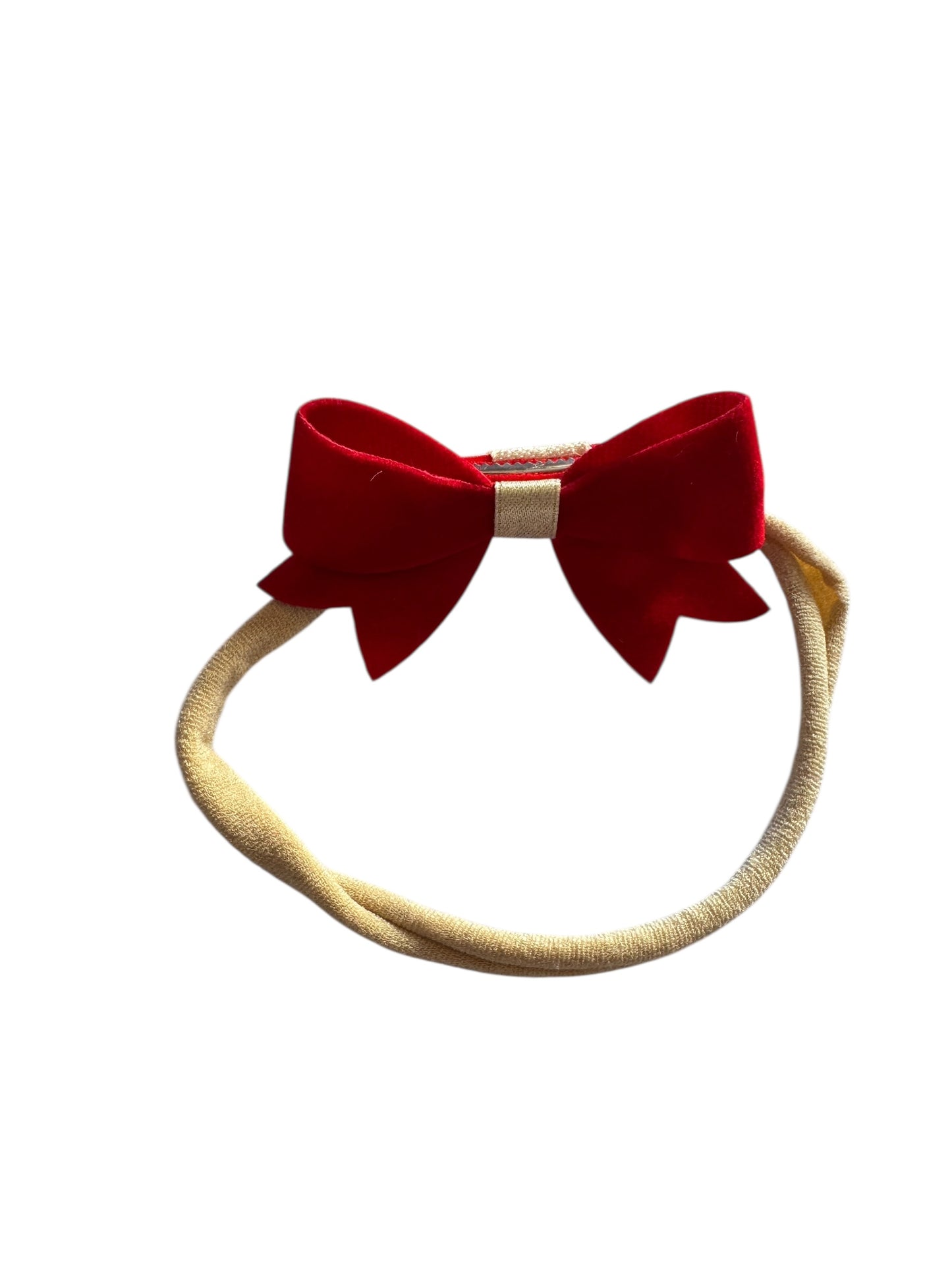 Mini Red Velvet and Gold Hair Bows - Christmas Holiday Hair Accessories