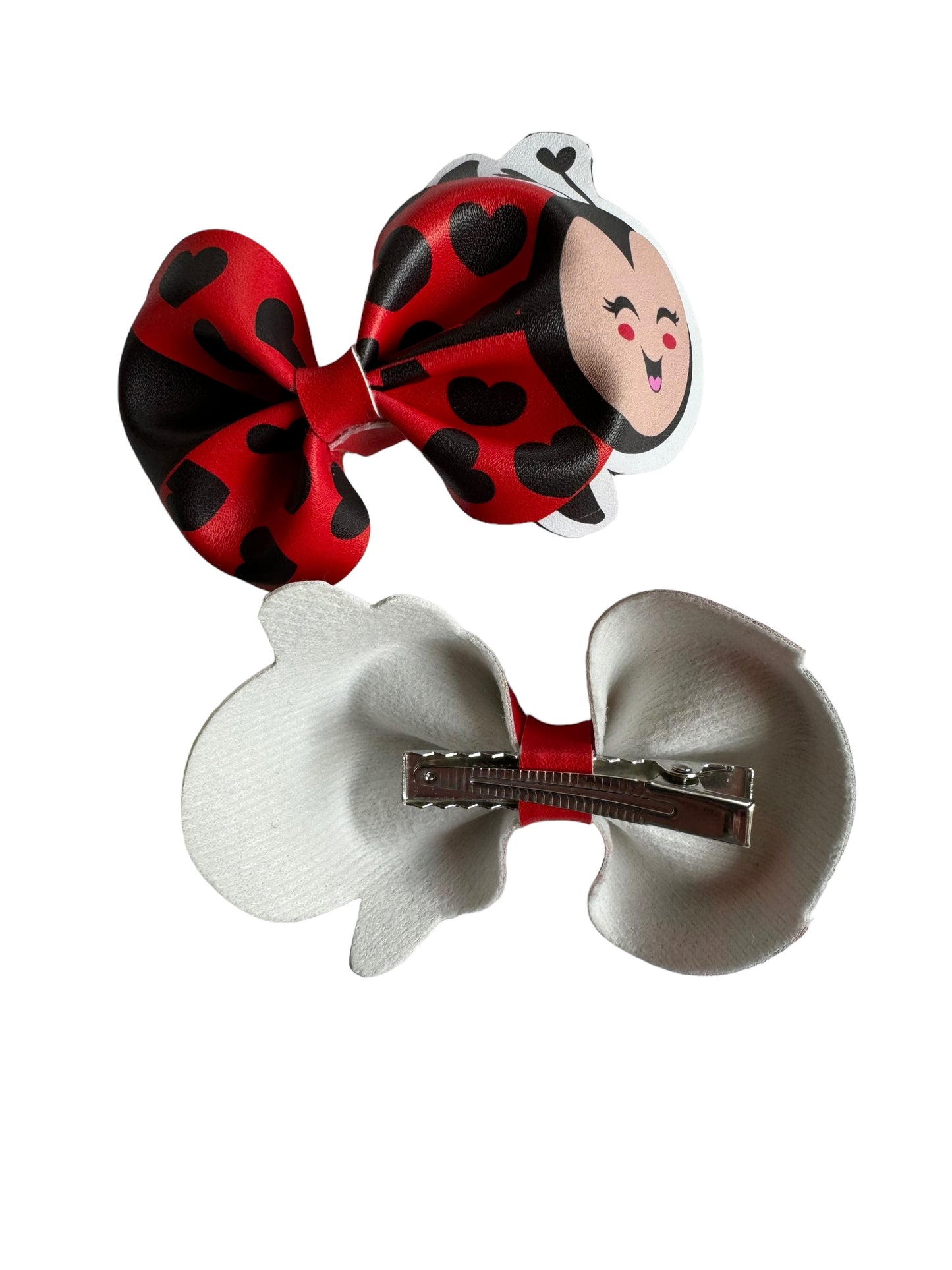 *Ladybug Faux Leather Bows