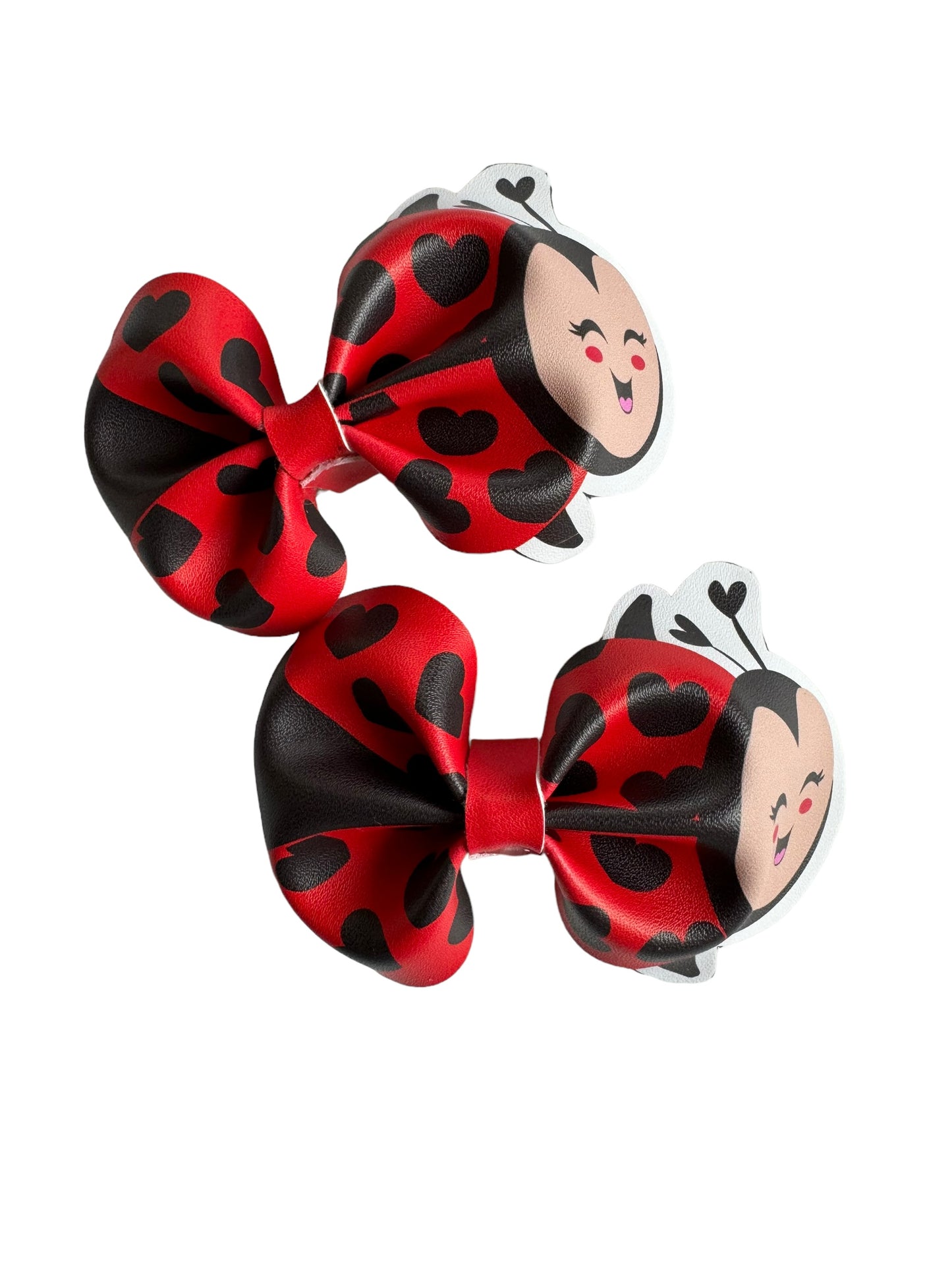 *Ladybug Faux Leather Bows