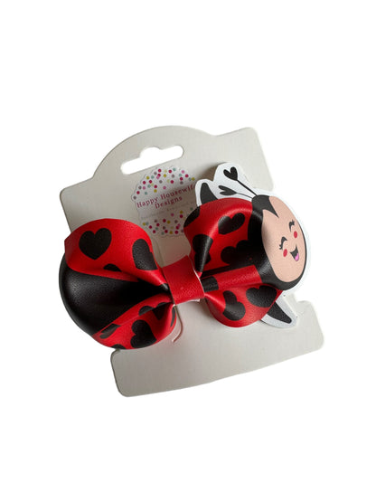 *Ladybug Faux Leather Bows