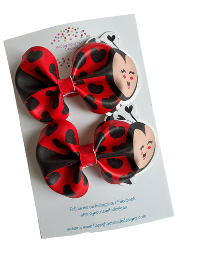 *Ladybug Faux Leather Bows