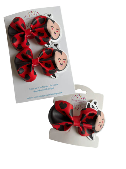 *Ladybug Faux Leather Bows