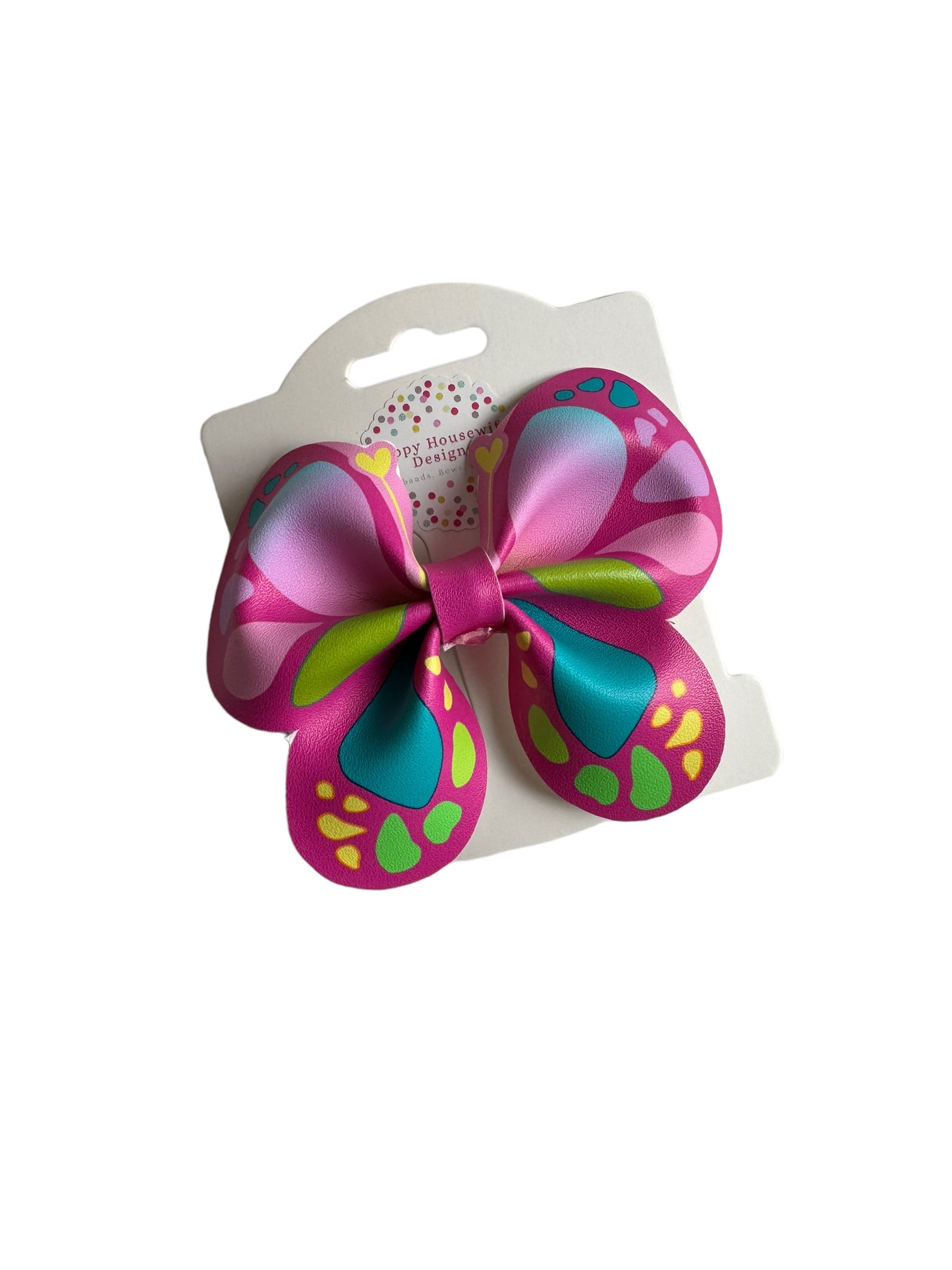 *Pink Butterfly Faux Leather Bows