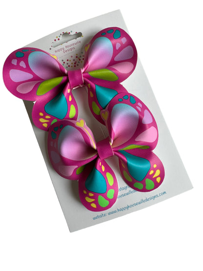 *Pink Butterfly Faux Leather Bows