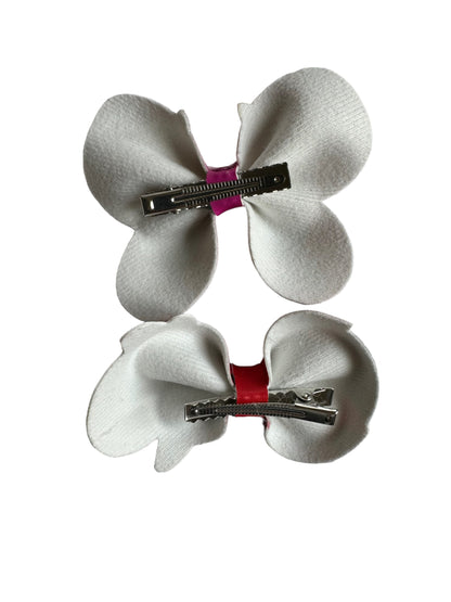 *Pink Butterfly Faux Leather Bows