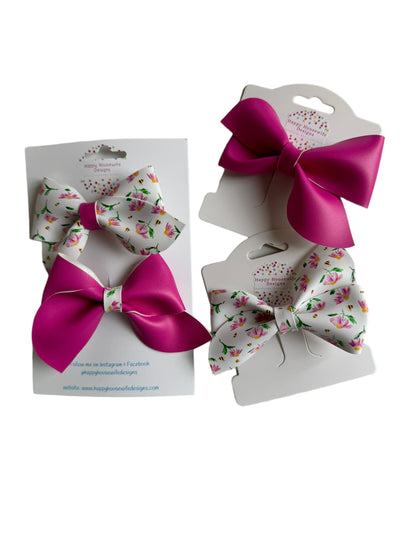 *Spring Flower Faux Leather Bows