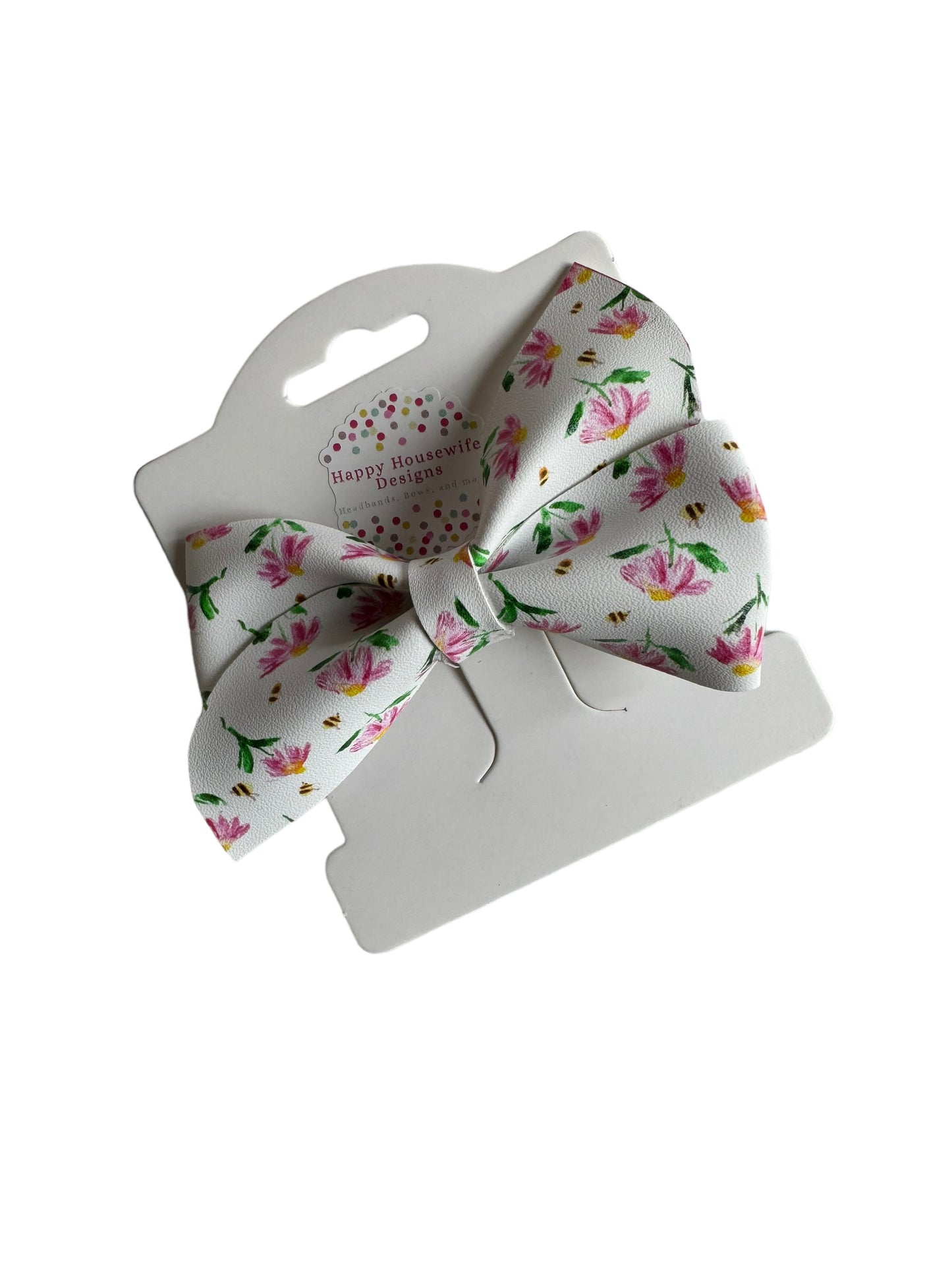 *Spring Flower Faux Leather Bows