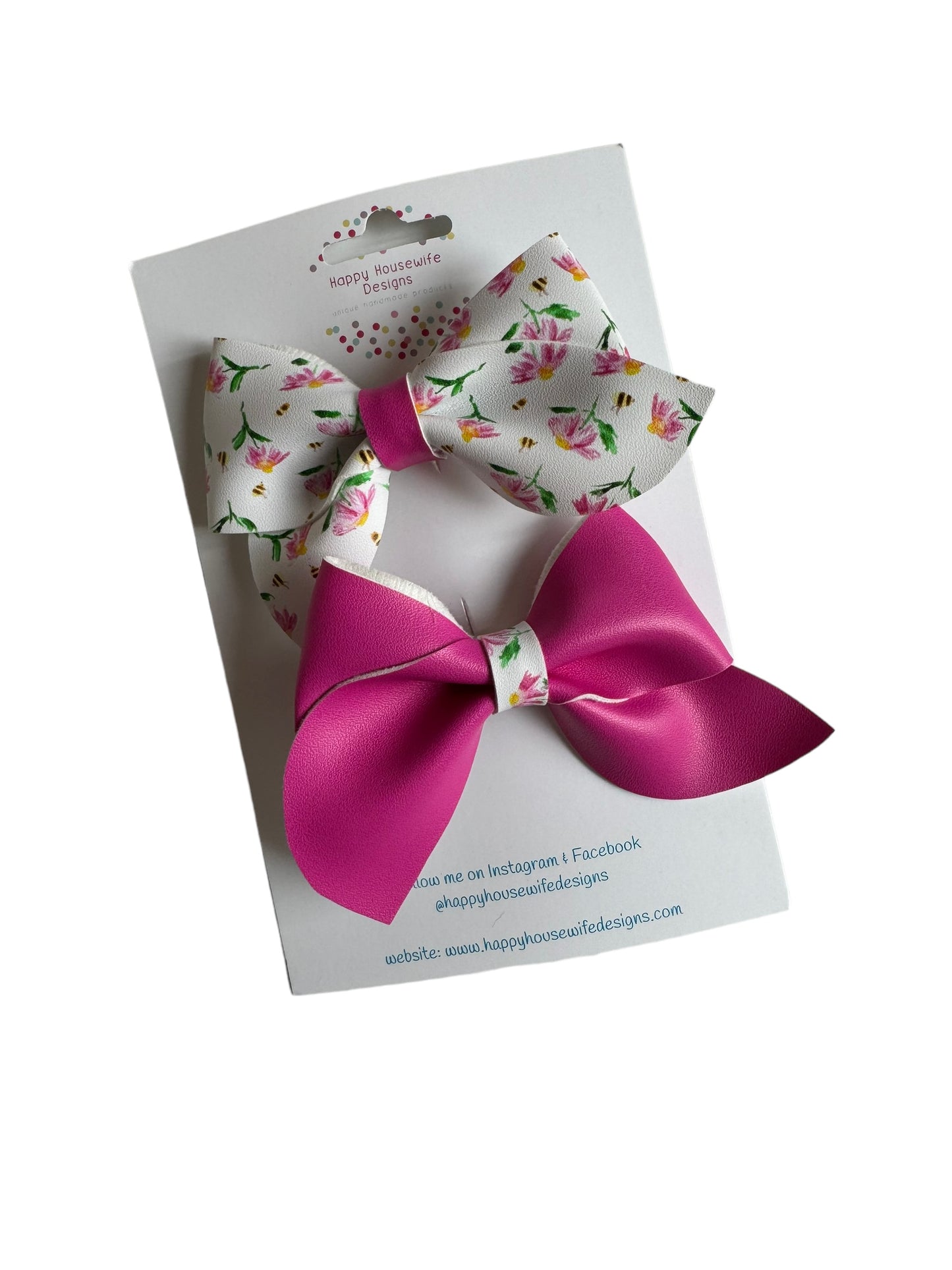 *Spring Flower Faux Leather Bows