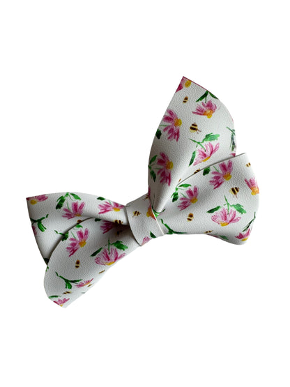 *Spring Flower Faux Leather Bows