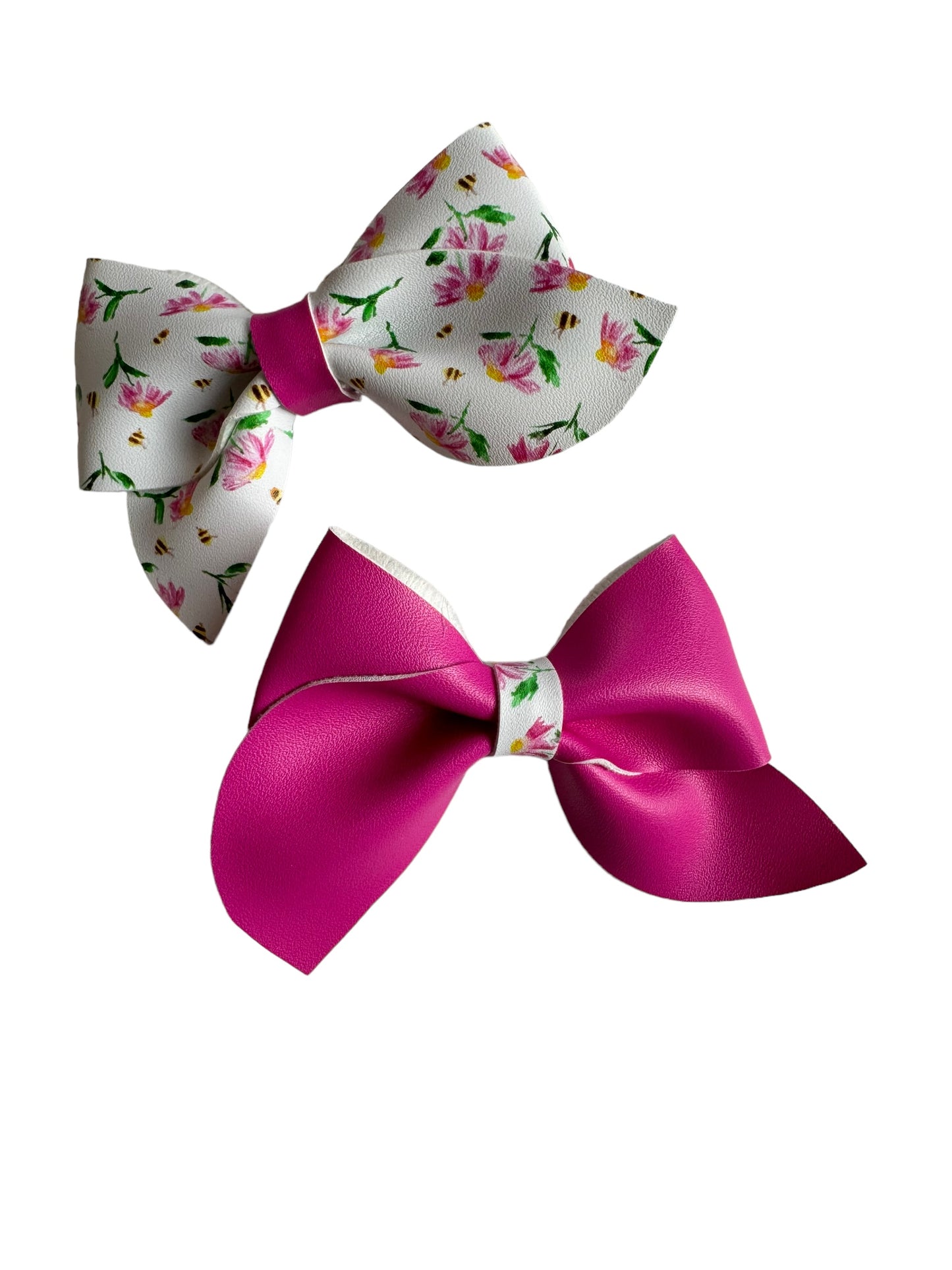 *Spring Flower Faux Leather Bows