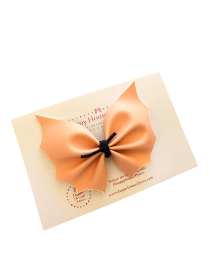 Large Faux Leather Bat Hair Bow Set – 2 Colors – Halloween Hair Accessories