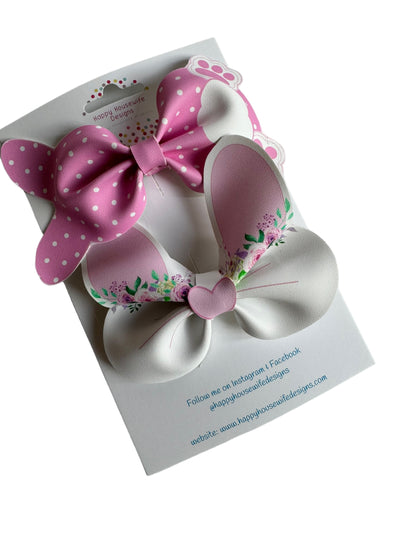 *Pink Bunny Faux Leather Bows