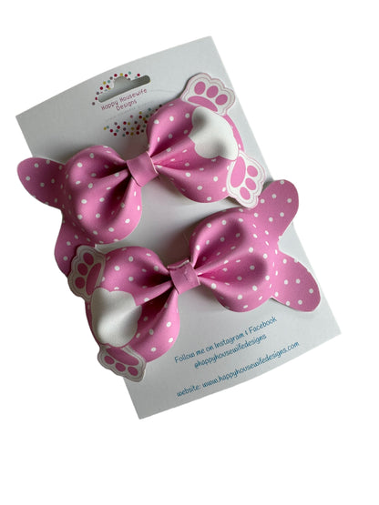 *Pink Bunny Faux Leather Bows