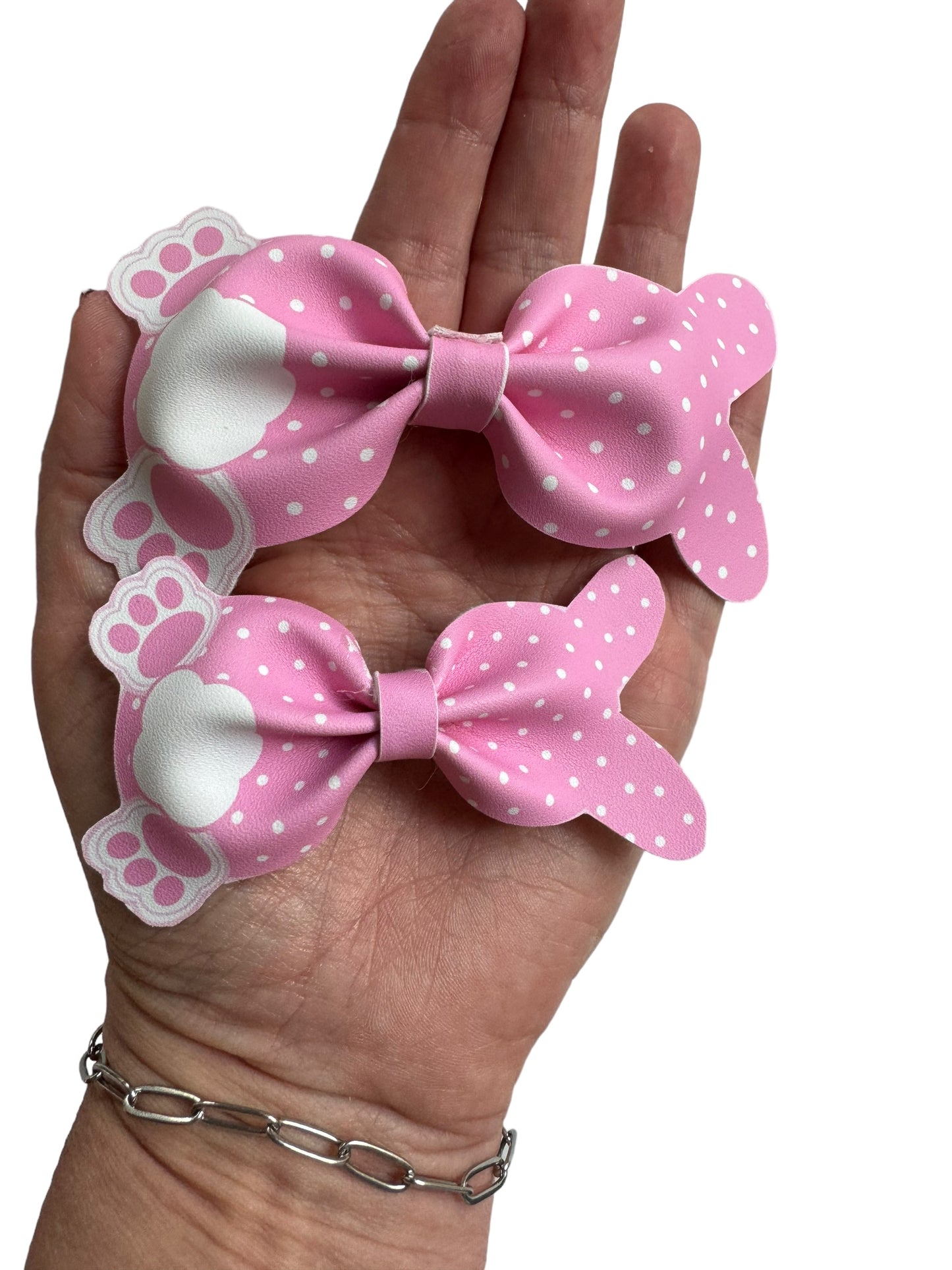 *Pink Bunny Faux Leather Bows