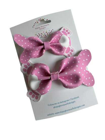 *Pink Bunny Faux Leather Bows