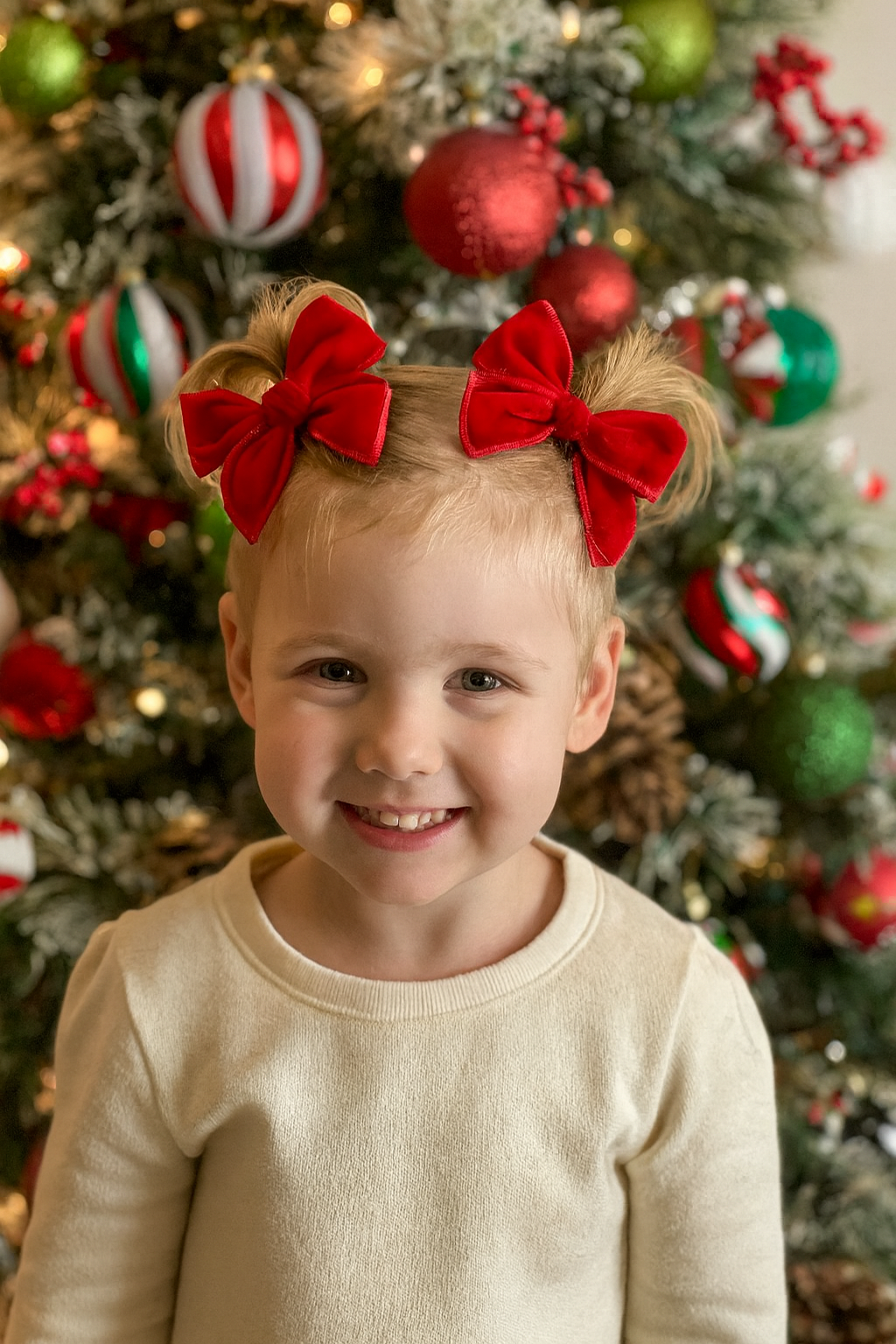 Velvet Pigtail Sets - Red & White Small Sailor Bows