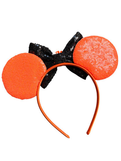 Orange Spiderweb Halloween Mouse Ears Headband