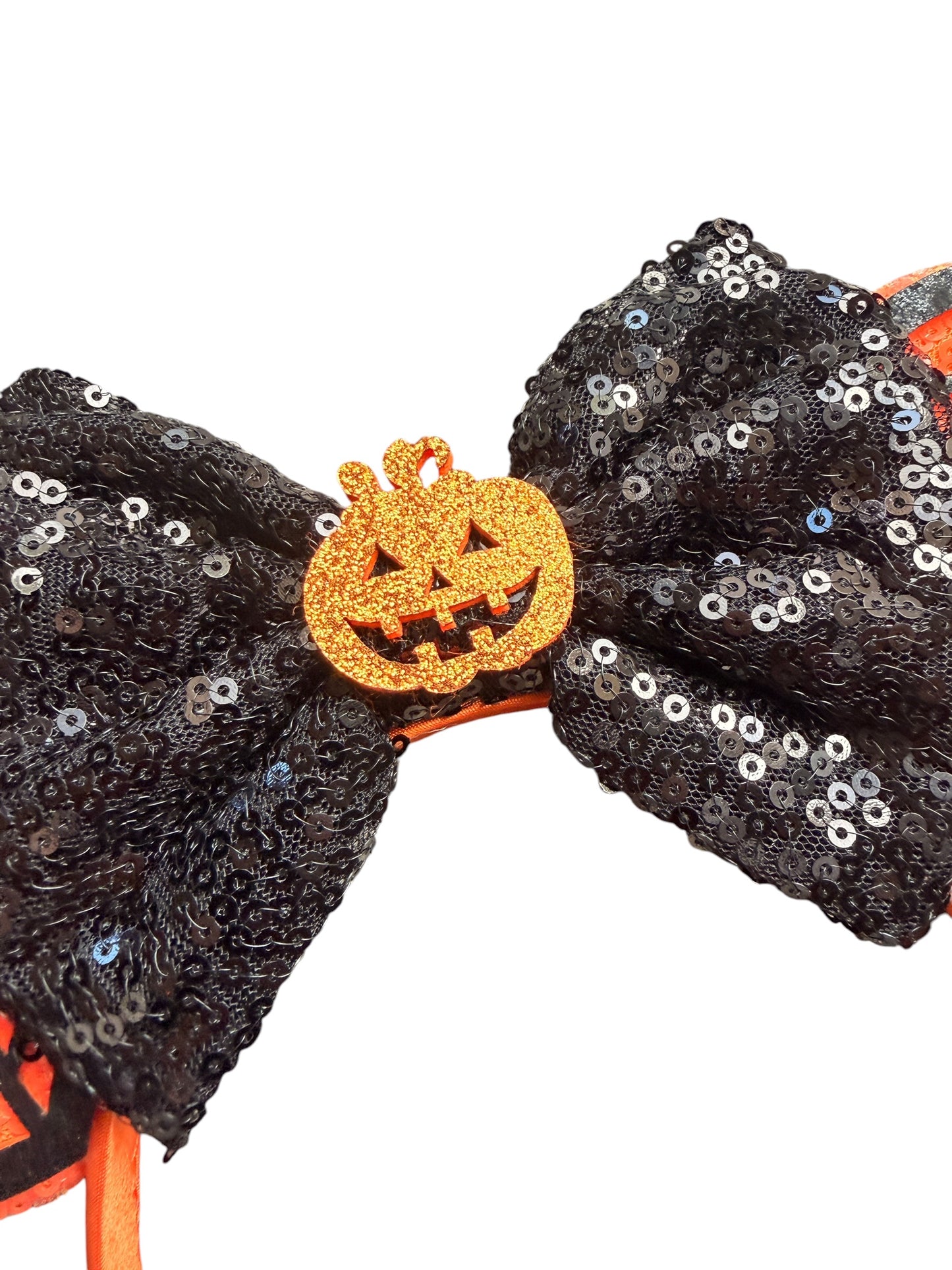 Orange Spiderweb Halloween Mouse Ears Headband