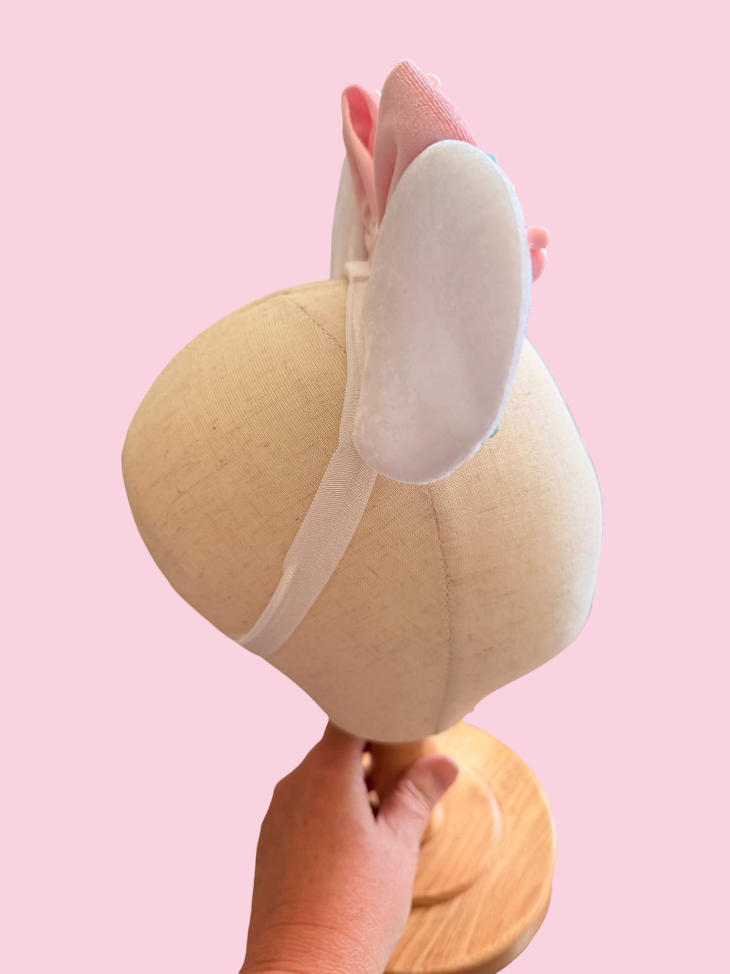 Velvet and Pastel Pearl Mouse Ear Elastic Headband
