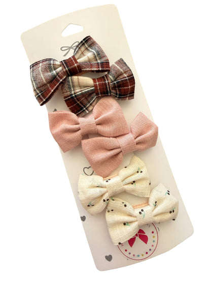 Mini Baby Hair Clips – Neutral Linen Bow Clips for Babies & Toddlers