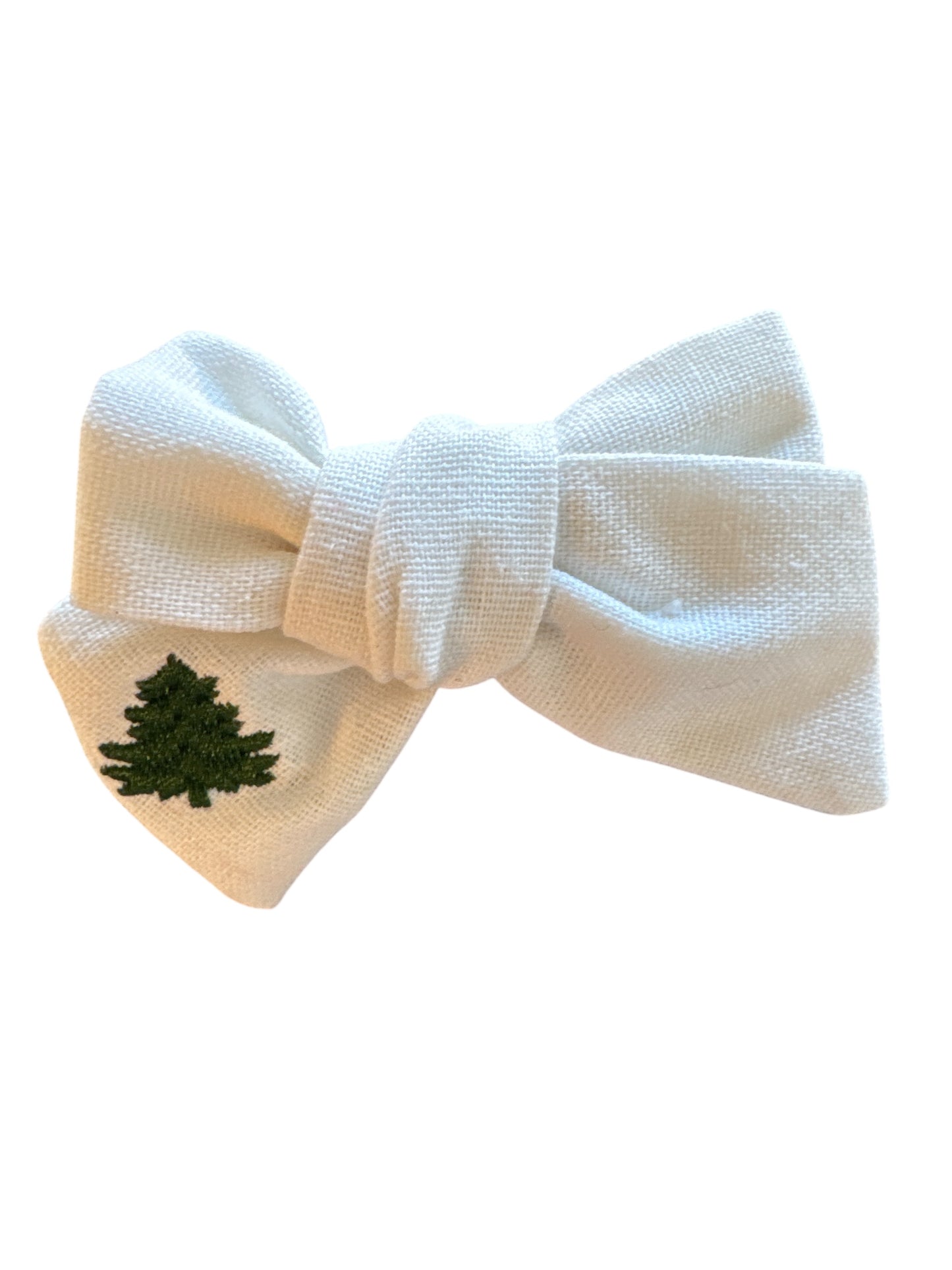 *Small Christmas Tree Linen Hair Bows