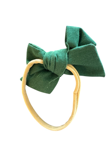 *Small Christmas Tree Linen Hair Bows