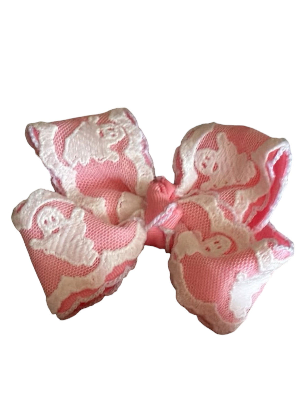 Ghost Lace Boutique Hair Bow – Halloween Bow for Girls in Orange & Pink