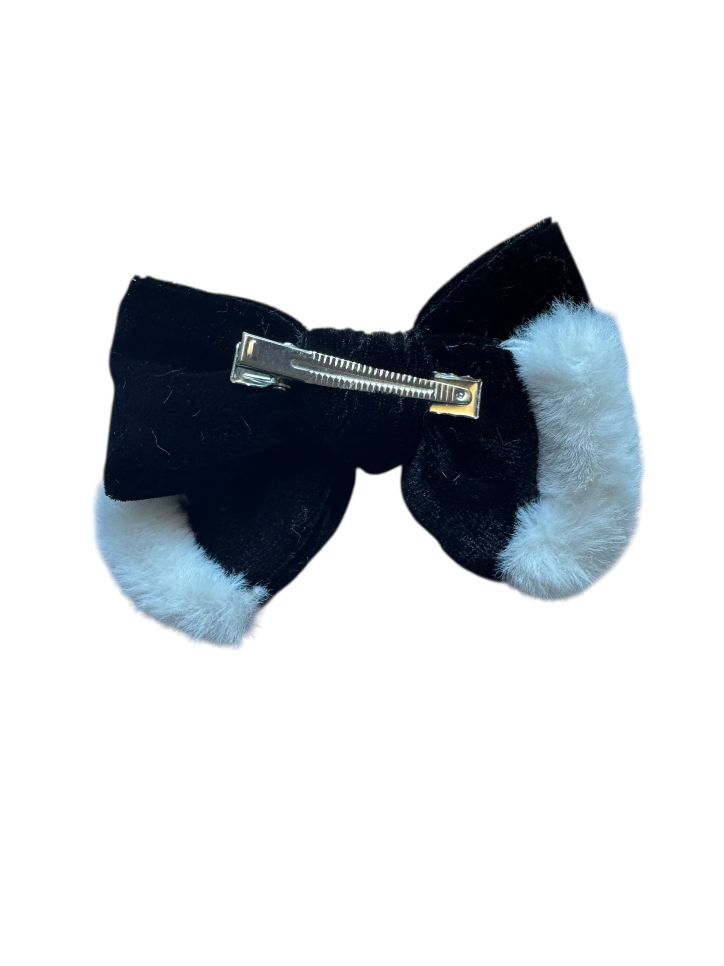 Black Velvet Santa Bow - Christmas Hair Bow for Girls & Babies