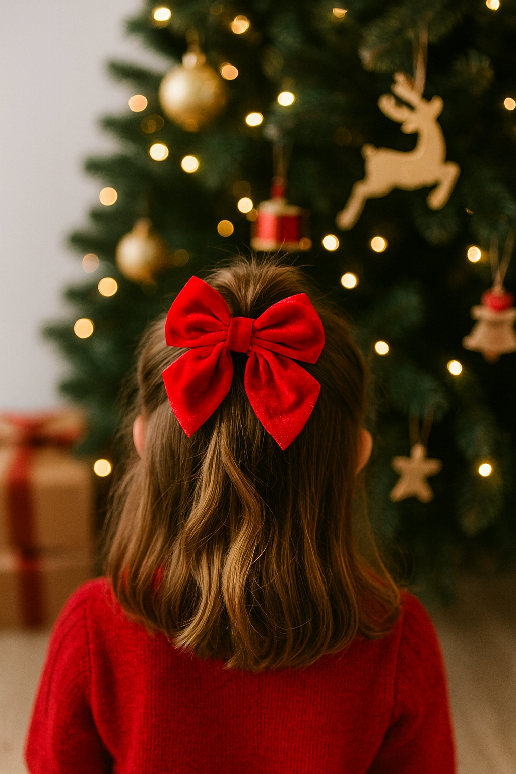 Velvet Holiday Hair Bows - Sailor Bows with Alligator Clip