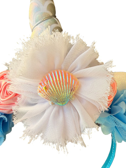 Seashell Mermaid Unicorn Headband for Girls | Unicorn Horn Kids Party Headband