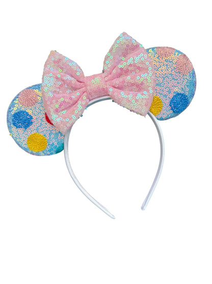 Blue Polka Dot Mouse Ear Headbands