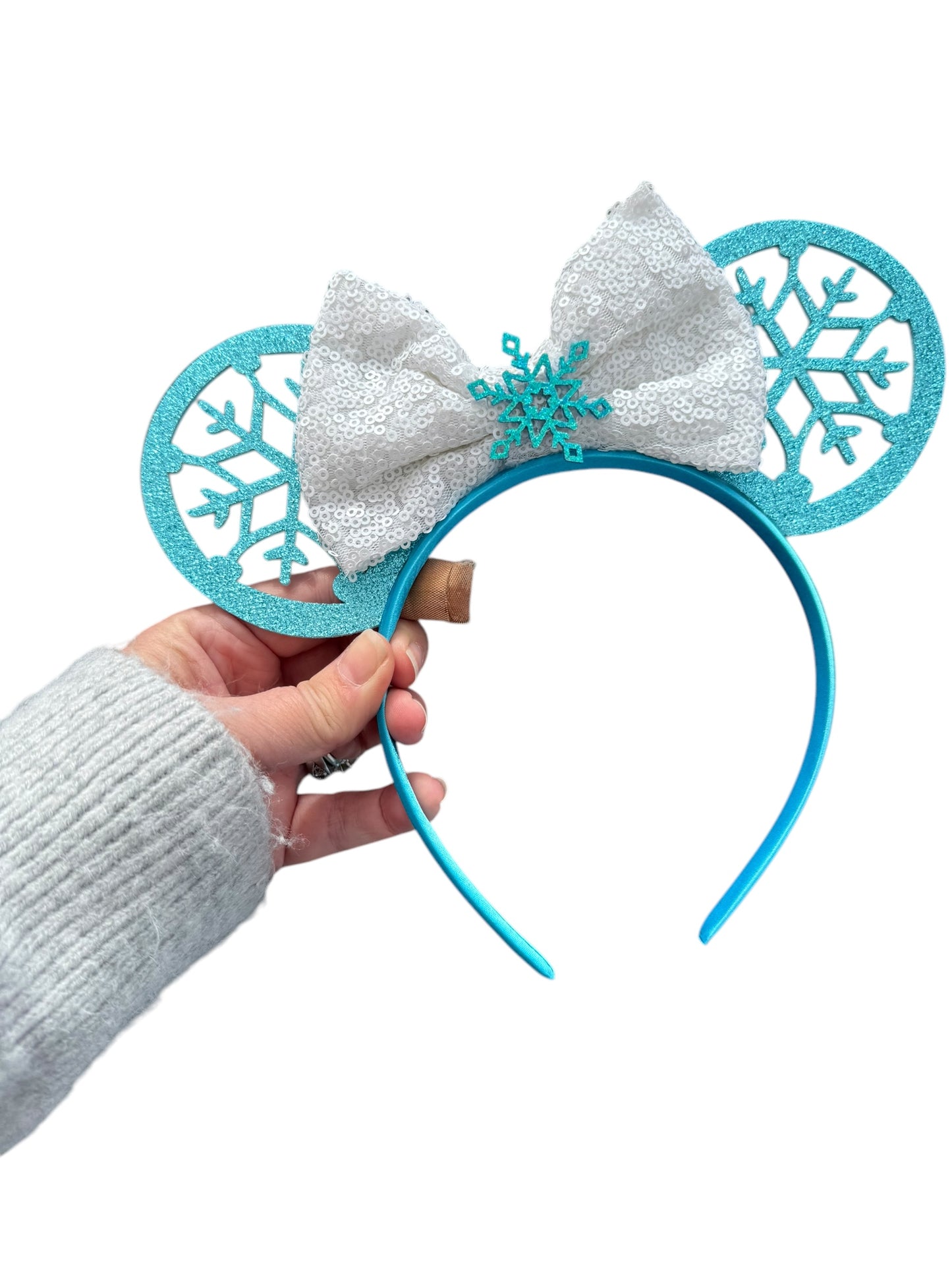 *Aqua Snowflake Mouse Ear Headband