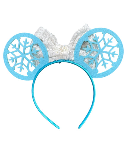 *Aqua Snowflake Mouse Ear Headband