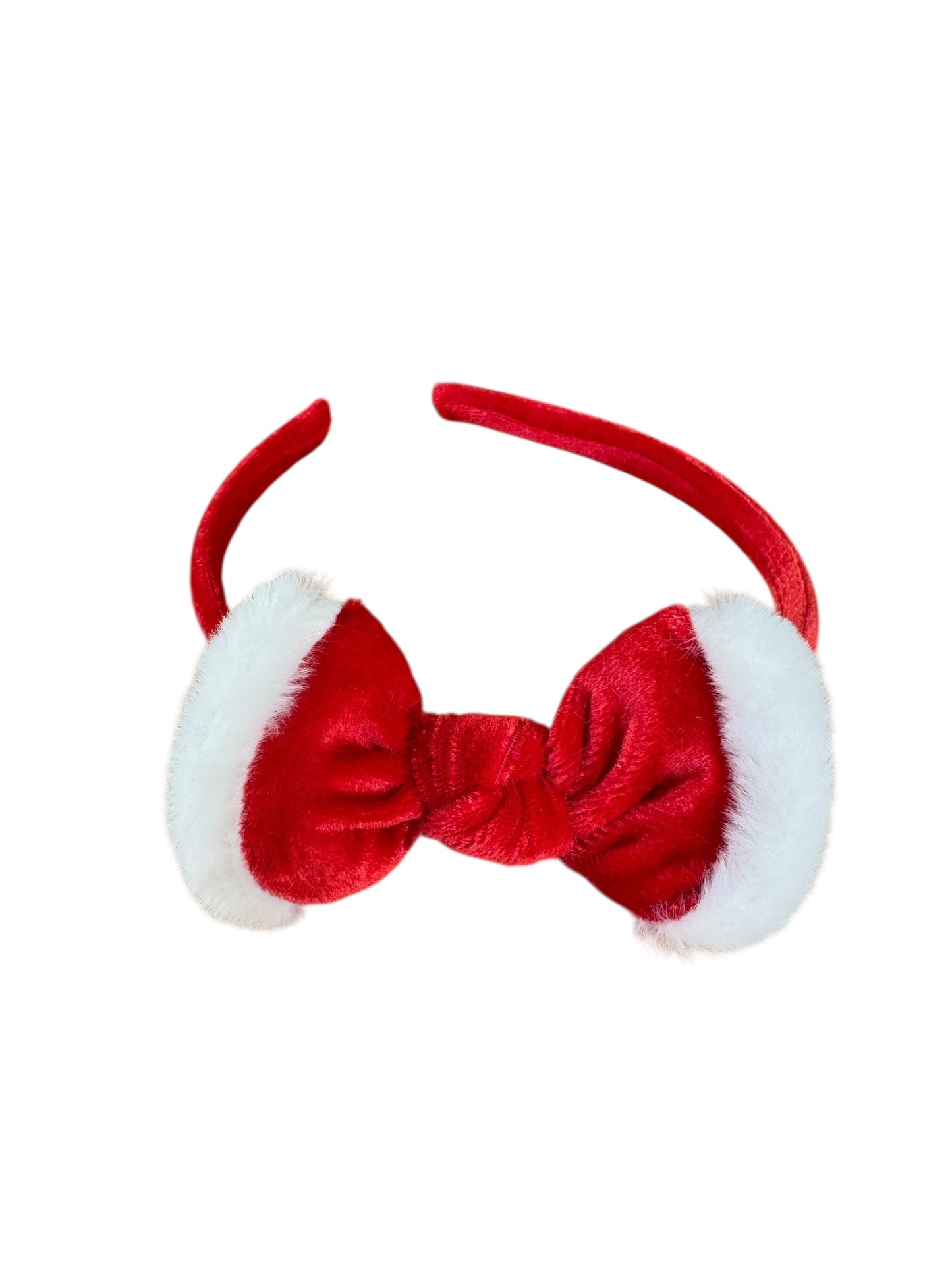 Red Velvet Santa Headbands with White Fuzzy Trim - Christmas Holiday Hair Accessories