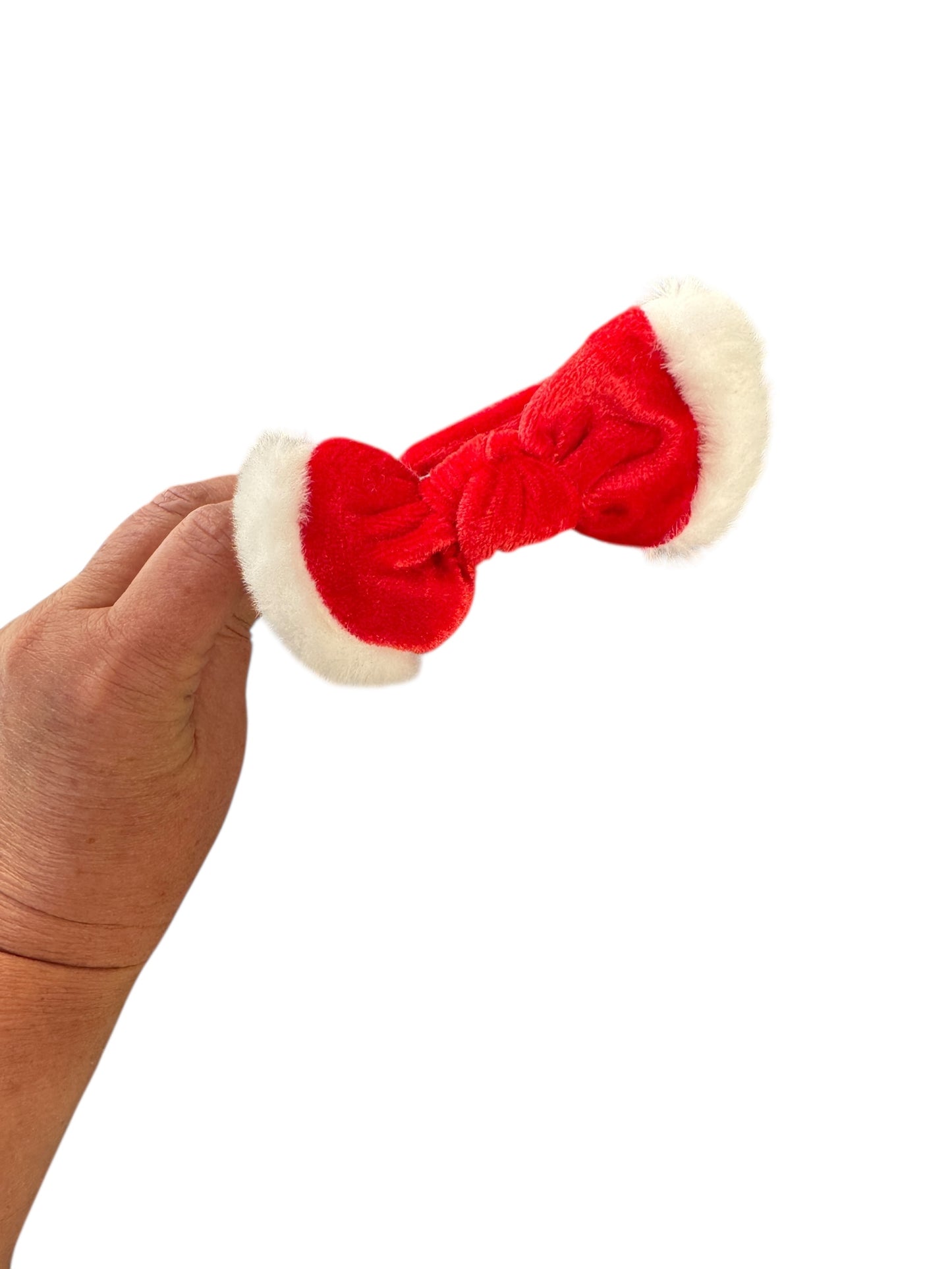 Red Velvet Santa Headbands with White Fuzzy Trim - Christmas Holiday Hair Accessories