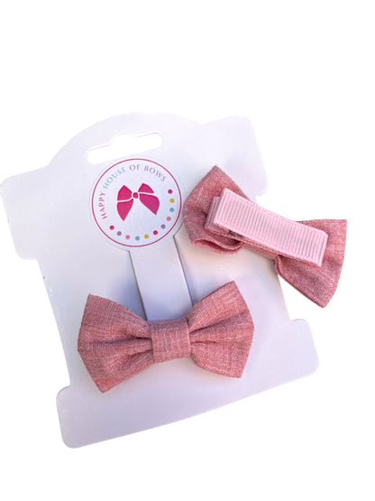 *Mini Pink Linen Baby Clips