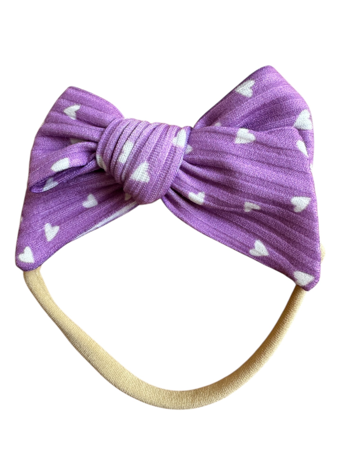Purple and White Heart Hair Bow - Valentine's Day Hair Bow for Girls