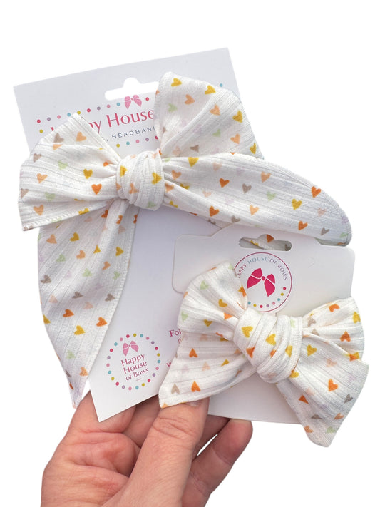 Small Boho Hearts Hair Bows - Valentine's Day Hair Bows for Girls