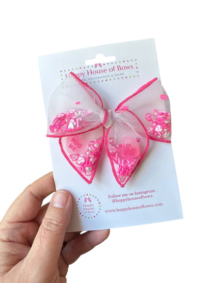 Valentine's Day Shaker Hair Bows - Confetti Bows for Girls