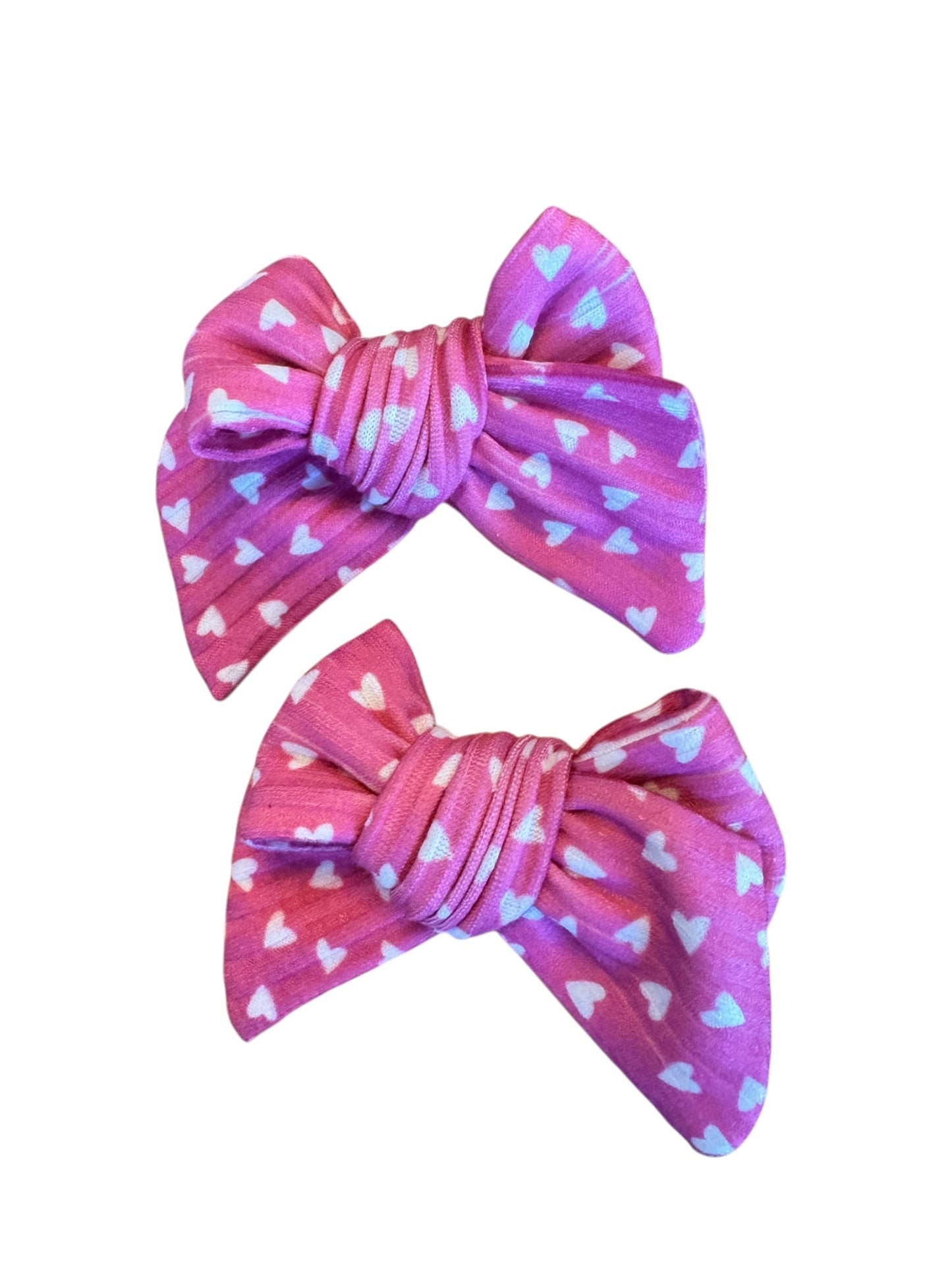 Pink Tiny Heart Hair Bow - Valentine's Day Hair Bow for Girls