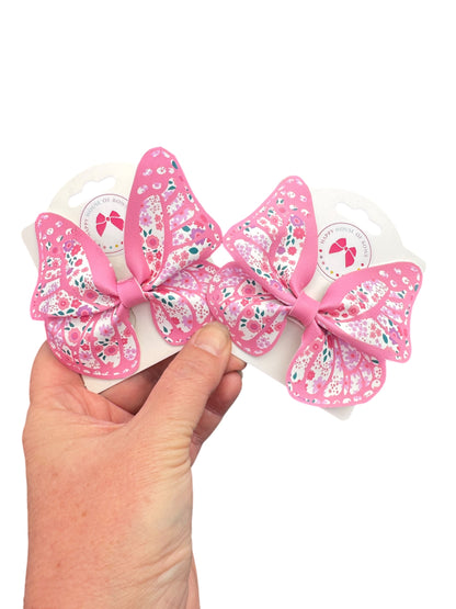 *Pink Butterfly Faux Leather Bows