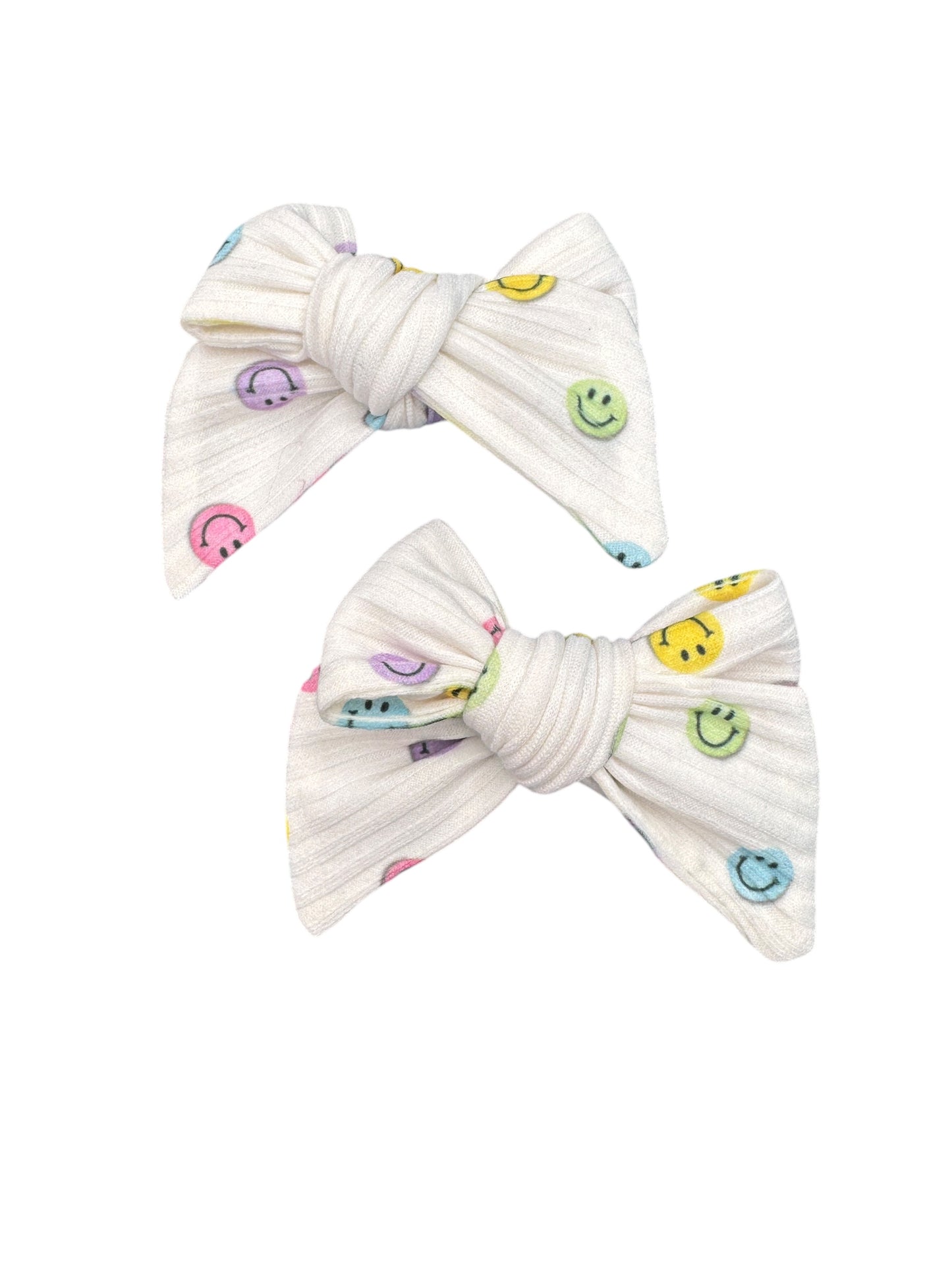 *Pastel Smiley Face Hair Bows