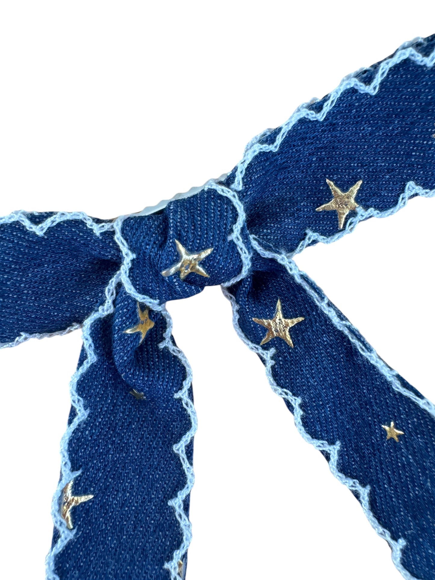 *Denim Star Long Tail Hair Bow