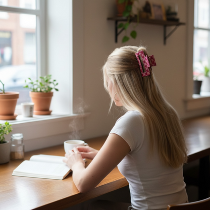 Pink and Red Heart Claw Clip for Girls and Women