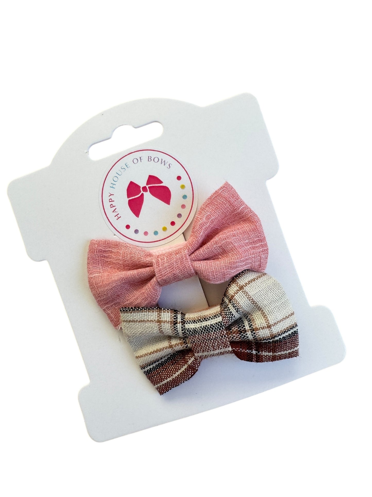 Mini Pink Linen Baby Hair Clips – Neutral Everyday Baby Bows for Infants & Toddlers