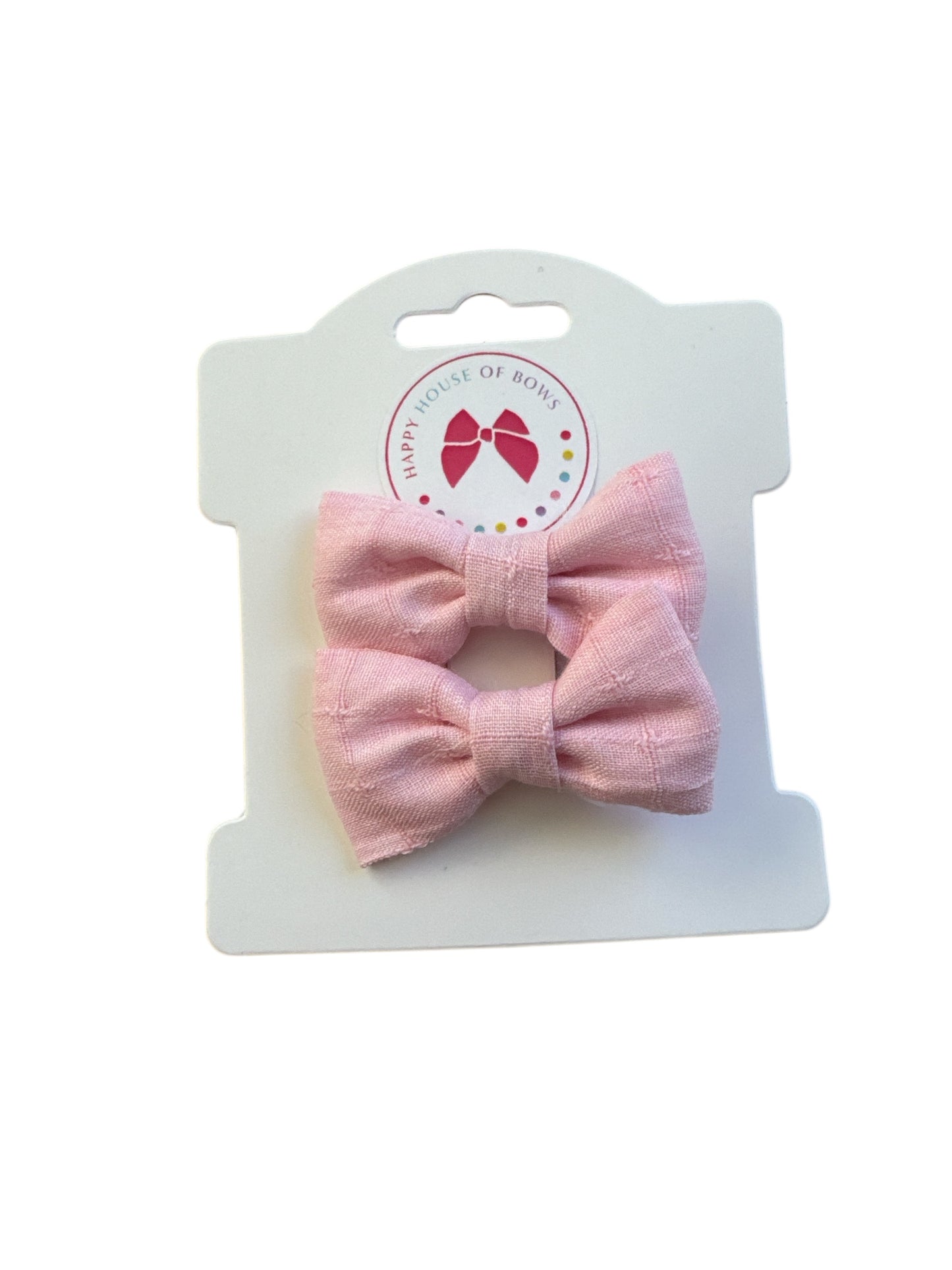 Mini Pink Linen Baby Hair Clips – Neutral Everyday Baby Bows for Infants & Toddlers